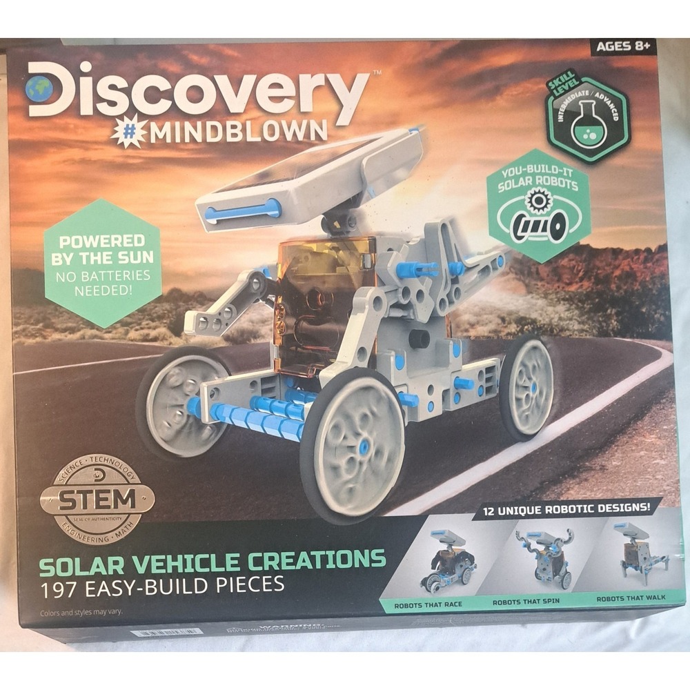 Discovery #MindBlown Solar Vehicle Creations STEM Kit 197 Pieces NEW Sealed Box